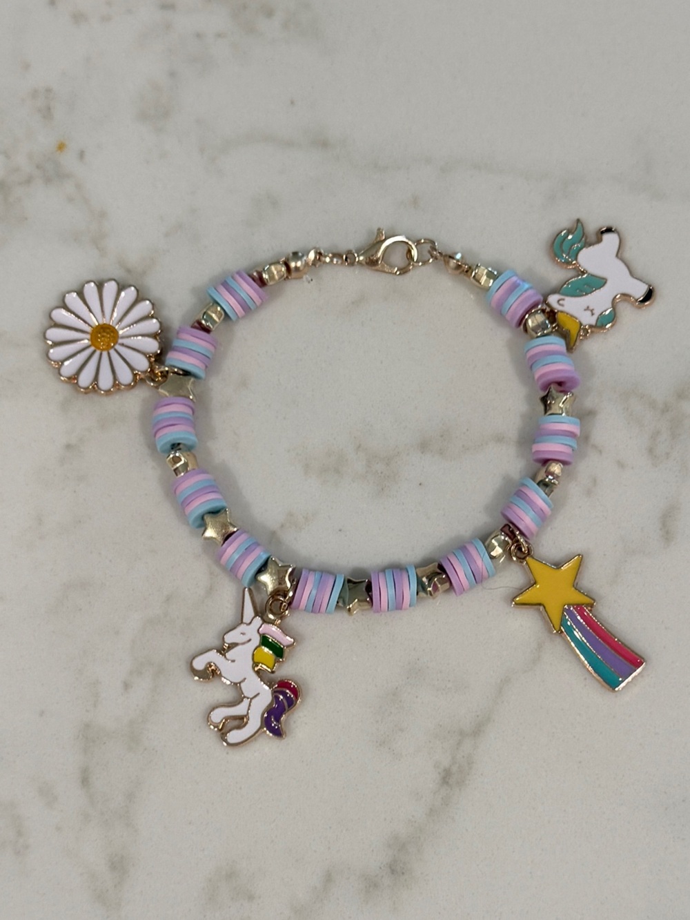 5/$25 Y2K Pastel Unicorn & Star Charm Bracelet